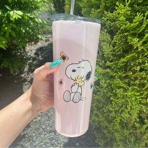 Snoopy Pink Tumbler with Metal Straw - Snoopy and Woodstock Drinkware